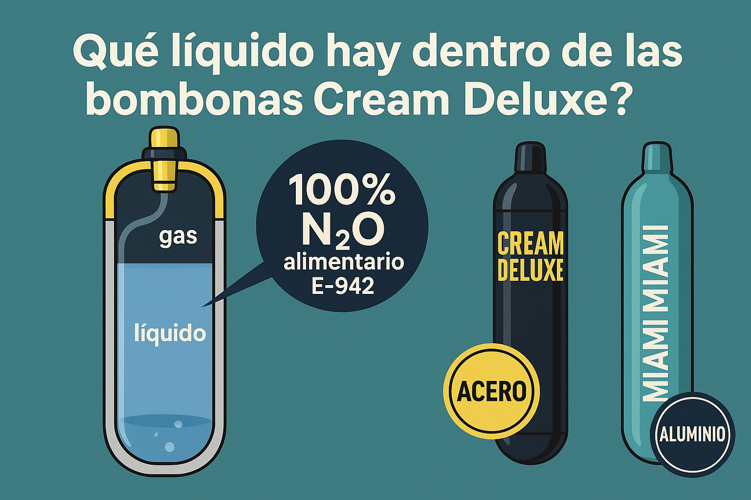 ¿De qué está hecho el líquido dentro de las bombonas de Cream Deluxe?
