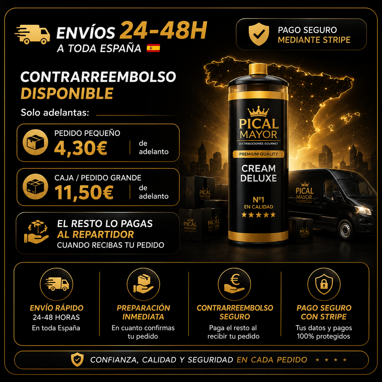 Información sobre envío y pago contra reembolso de Pical Mayor