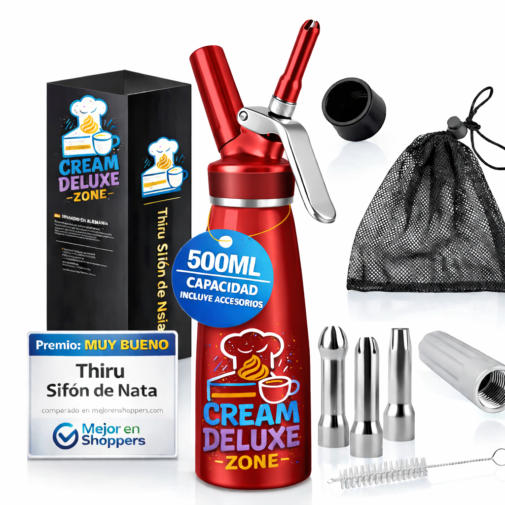 Sifón de Nata Profesional 500 ml – Acero Inoxidable + Accesorios | Cream Deluxe Zone